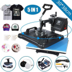 Multifunctional 5-in-1 Automatic Electric Heat Press Machine New Condition Flatbed Printer T-shirt Plate Home Use Printing Shops