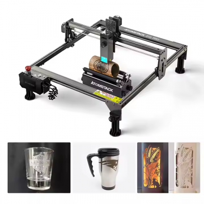 ATOMSTACK S10 X7 Pro 50W Engraving Machine for 3D Wood Cylindrical Objects Cans Tumbler Y-axis Rotary Roller Module